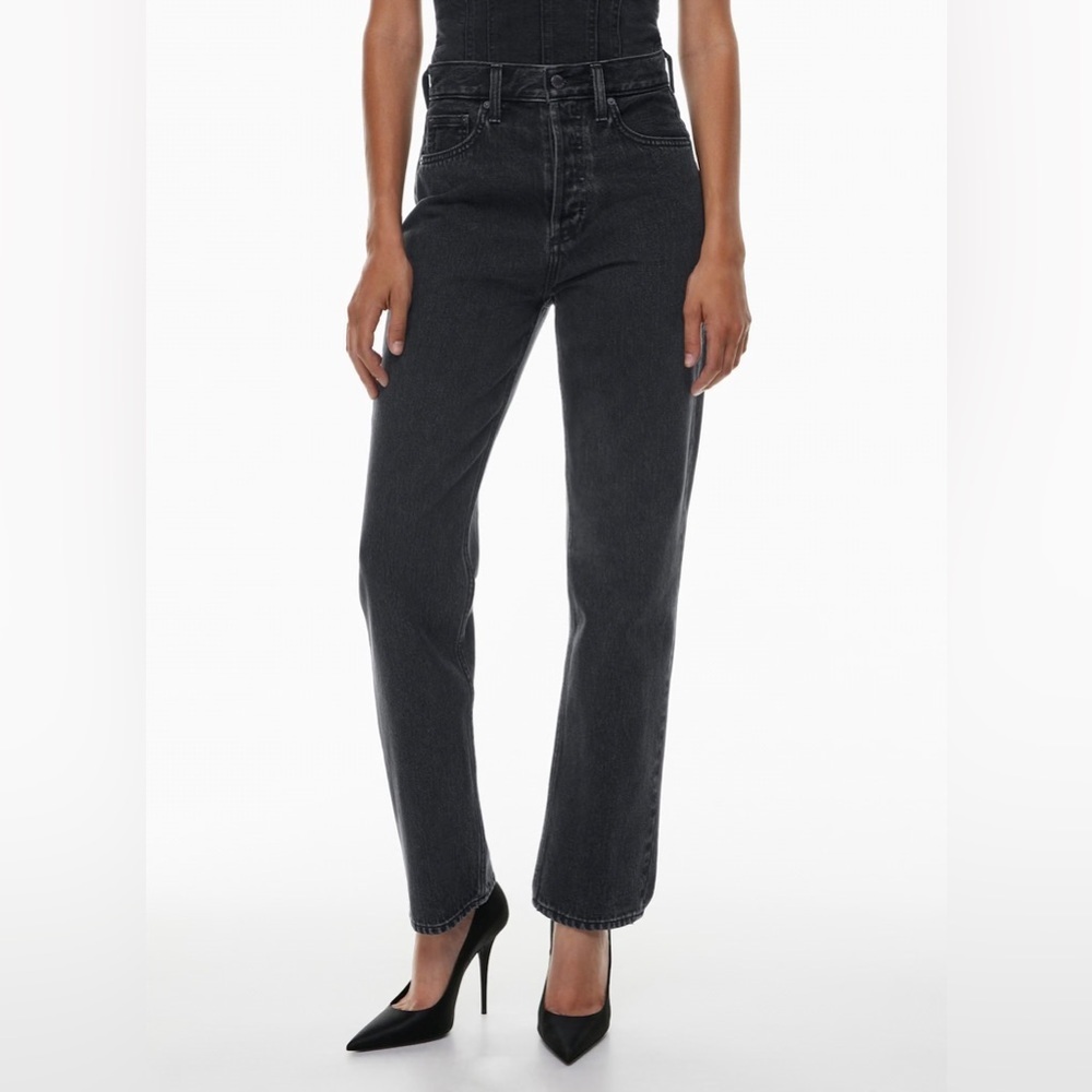 DENIM FORUM (Aritzia) 90's JONI High Rise Loose in Black Eyeliner Size: 23